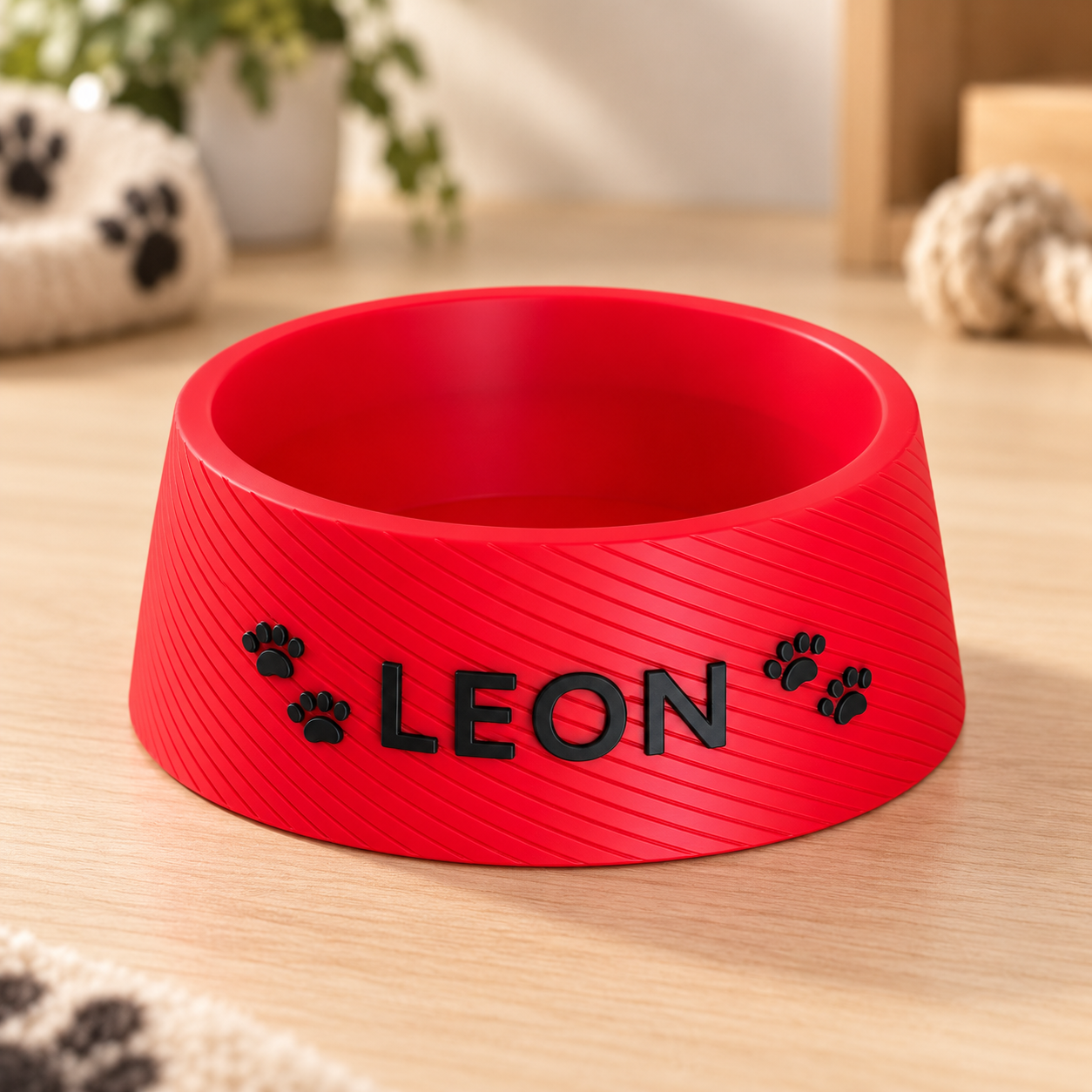 Ciotola personalizzata LEON con finitura rigata obliqua