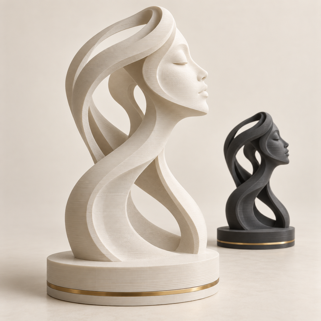 Sculture decorative 3D astratte con profilo femminile