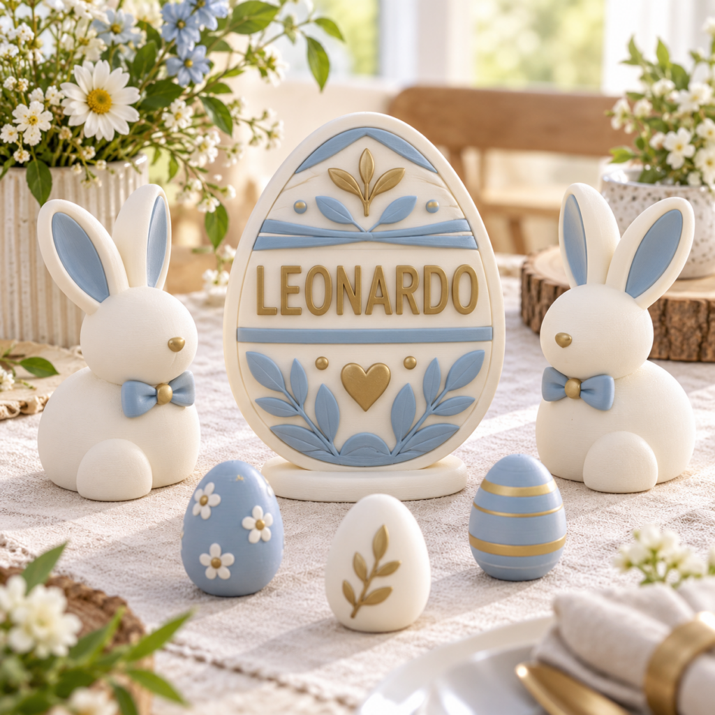 Decorazione pasquale 3D personalizzata con nome Leonardo