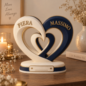 Cuore 3D personalizzato con i nomi Piera e Massimo
