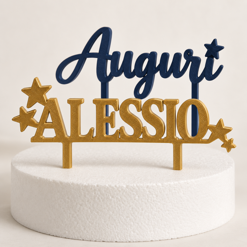 Topper torta personalizzati con nome Alessio e scritta Auguri
