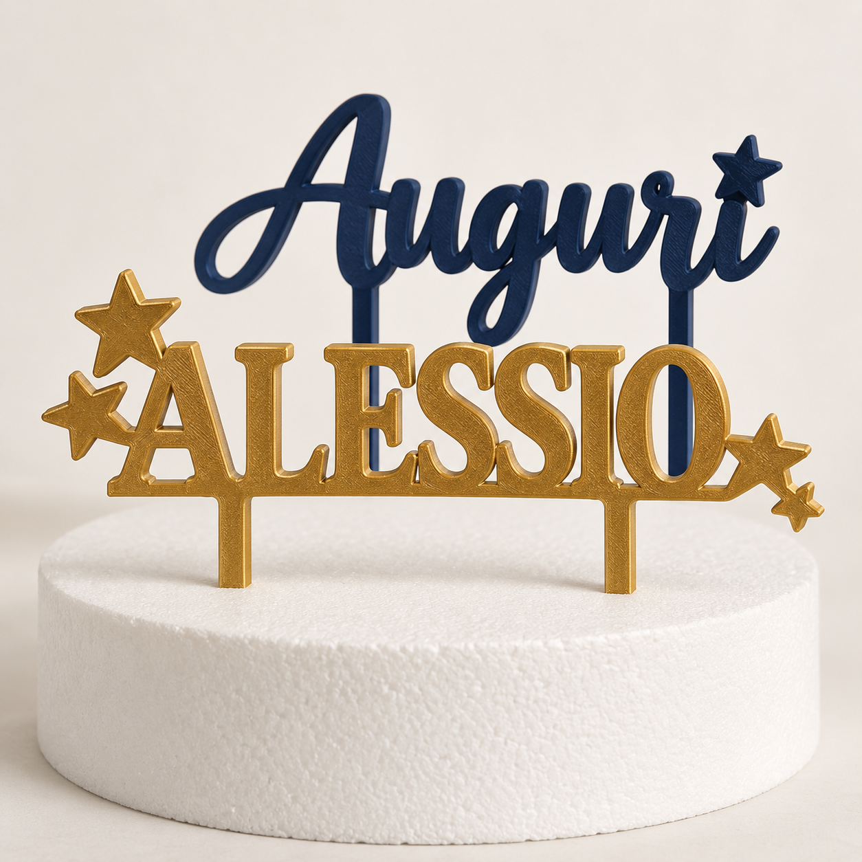 Topper torta personalizzati con nome Alessio e scritta Auguri
