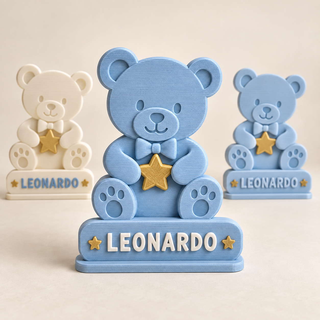 Bomboniera personalizzata 3D con orsetto e nome Leonardo