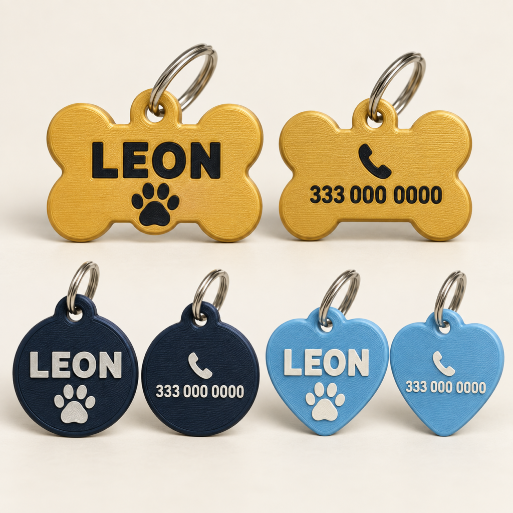 Medagliette personalizzate 3D per animali con nome Leon