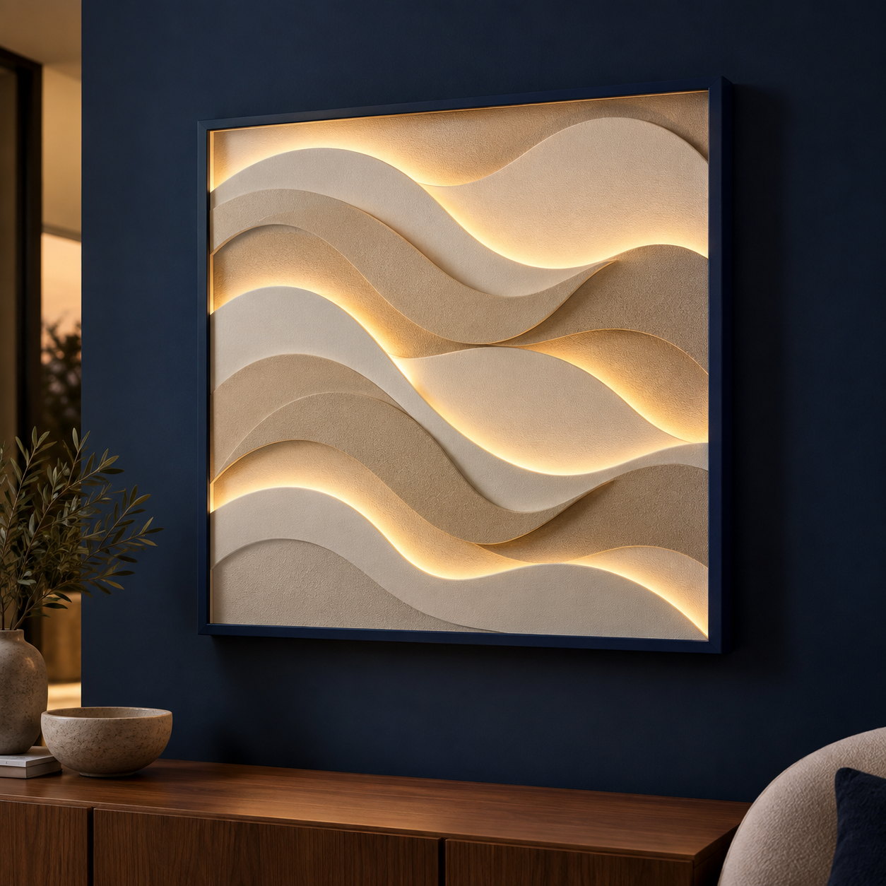 Quadro 3D astratto con illuminazione LED