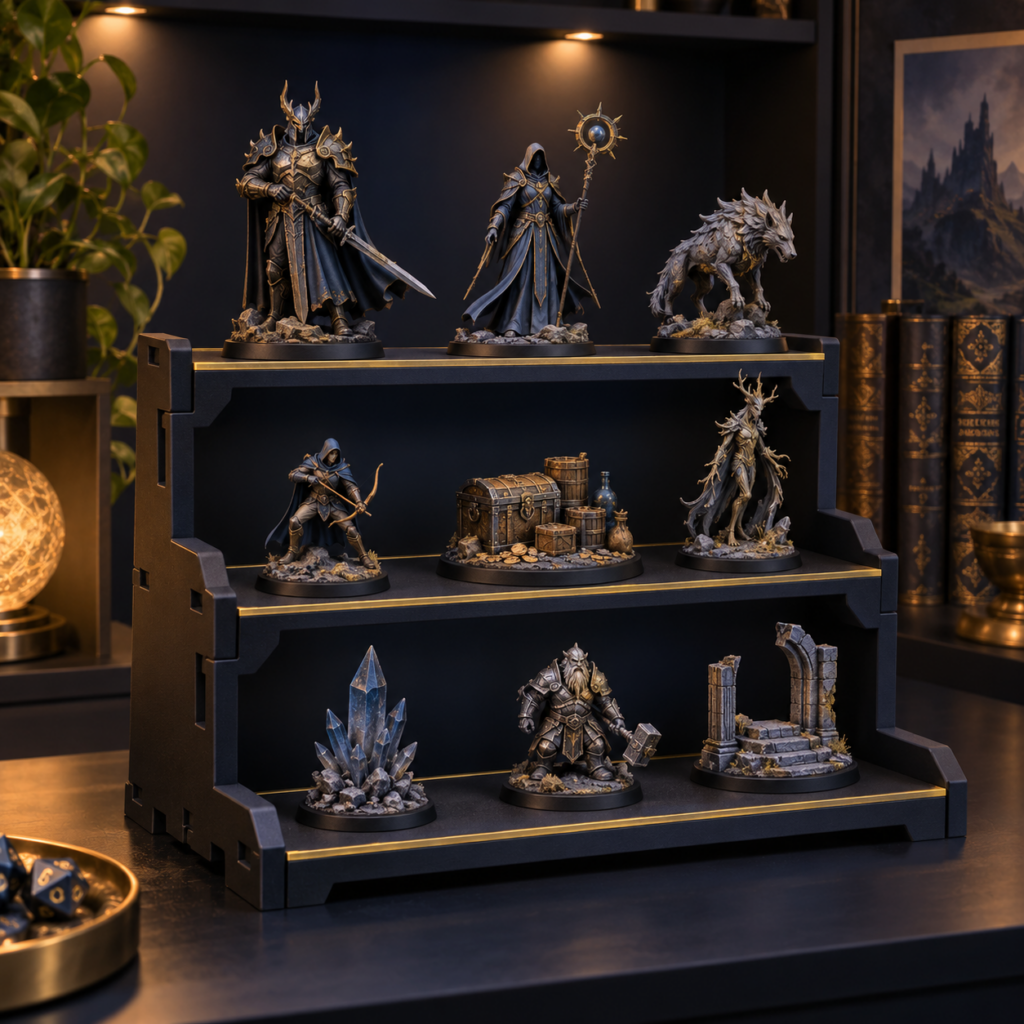 Espositore 3D modulare per miniature e oggetti da collezione