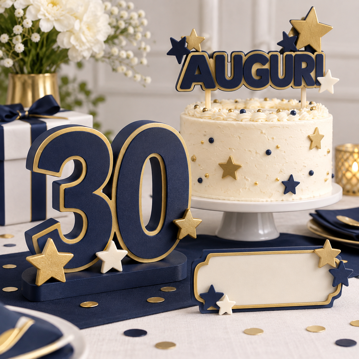 Set di decorazioni 3D per trentesimo compleanno